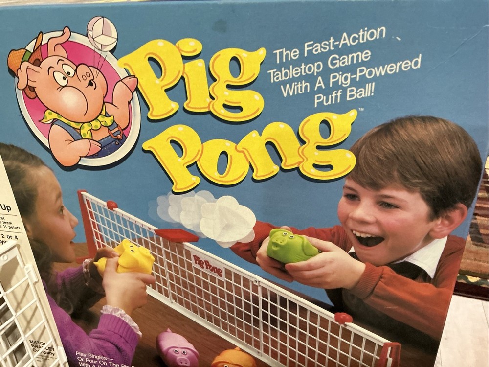 Pig Pong Game Toy Milton Bradley 1986 Ping pong Tennis Ages 6+ Box Instructions