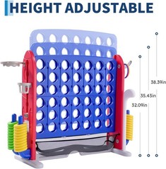 Jumbo 4 in a Row Game, Height Adjustable(2.7-3.2 Ft) Outdoor Indoor Connect 4 W/