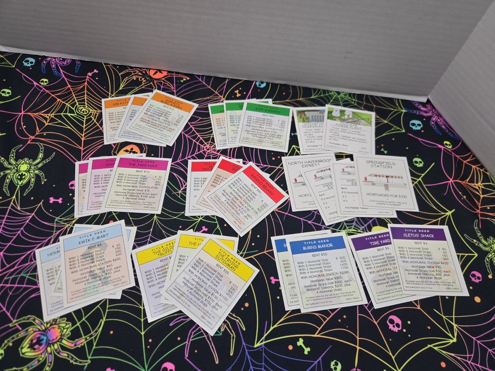 Monopoly The Simpsons 2001 28 Title Deed Replacement Game Cards