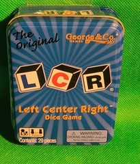 Left Center Right Dice Game Blue LCR Tin Box Family Strategy Easy NEW AND SEALED