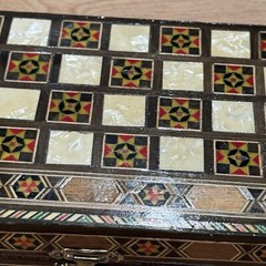 2 in 1 Wood Backgammon + Chess Set Moroccan handmade Wooden Backgammon Board 8”