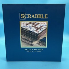 Scrabble Deluxe Classic Edition Wood Rotating Turntable Board Game Open Box