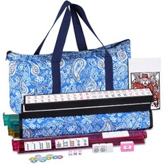 Compact Full 166 Set American Mahjong Home Party Game w/ Pusher W/Soft Blue Bag