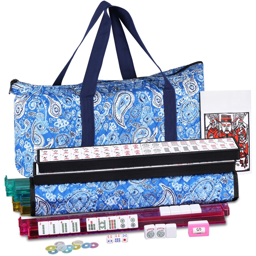 New! – American Mahjong Set 166 Premium White Tiles 4 All-in-One Rack/Pushers