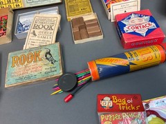 Huge Vintage lot 1930’s & 40s Board Card Games & Toys & Blocks Bingo Anagrams