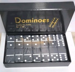 DOMINOES DOUBLE SIX GAME JUMBO SET 28 TILES & CASE (Black)