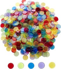 Plastic Non Magnetic Bingo Chips 3/4″ Size Bags Of 500 Mixed Color Transparent