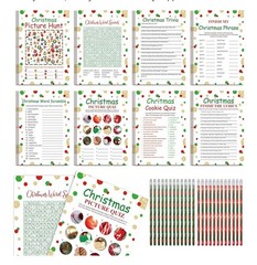 Christmas Party Set 8 Games for 25 people Scramble Word Search Pencils NEW