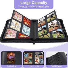 BYSTER 4 Pocket Card Binder, Premium PU Trading 2.76 x 3.74 inches, Purple