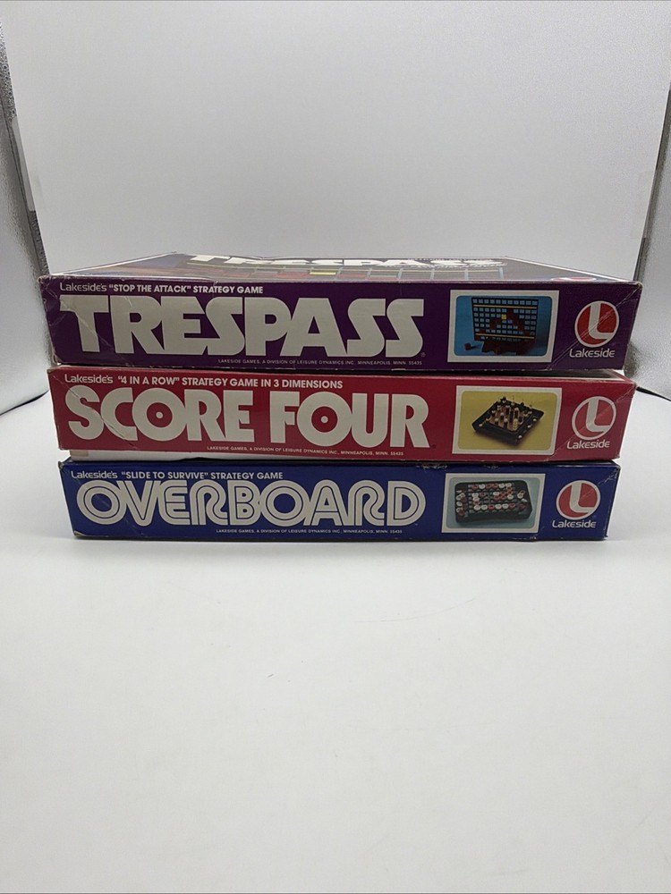 Vintage Lakeside Board Game Lot Trespass Score Four Overboard AS-IS Untested