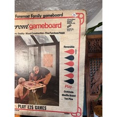 Vintage Carrom Gameboard 125 Games Reversible Wood Board Original Box No. 108