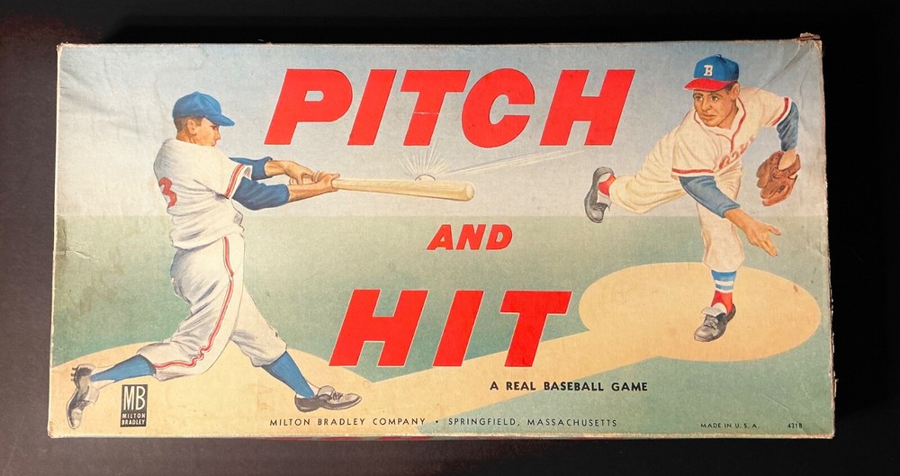 Vintage Milton Bradley Baseball Board Game PITCH AND HIT ca 1940s-1950s RARE