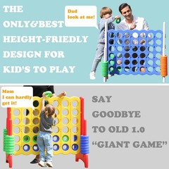 Jumbo 4 in a Row Game – Giant Connect 4 Set, Adjustable Height 2.5-3.5 FT, Indoo