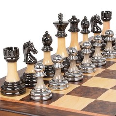 Luxury Large Chess Set 17 Inch Wooden Chess Board with Metal and Acrylic Ches…