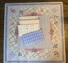 Luxury American Mahjong Tile Set + Matching Floral Mat | White Acrylic | New