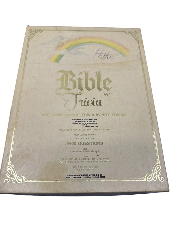 Bible Trivia Board Game 1984 2-12 Players Ages 9+ 5400 Questions Adults & Kids
