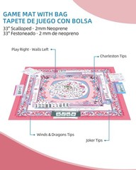 ® American Mahjong Mat with Rules – Pink Floral Mah Jong Table Cloth – 33″ Ne…
