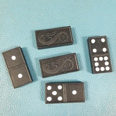 VTG Double Nine Dragon Wood Dominoes Halsam #920 Complete Set Box Manual