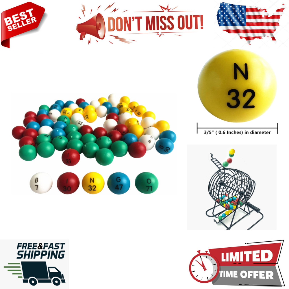 3/5 Inch Bingo Balls – Easy-to-Read – 75 Pieces – Perfect for Parties, Raffles