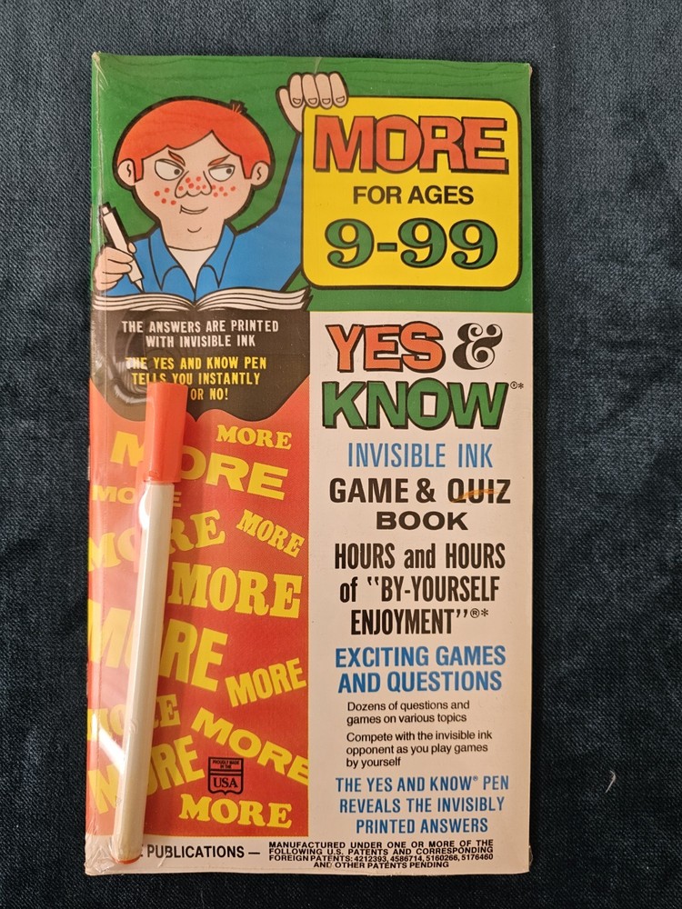 Vintage Yes & Know Invisible Ink Game & Quiz Book Lee Publications