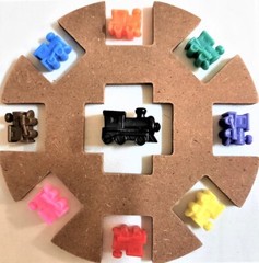 Mexican Train Domino Starter 6″ Wooden Hub Center 8 Trains Markers Large Train