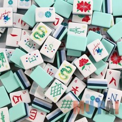 NEW! Vibrant Layered Mahjong Tiles – Full American Set 160Tiles – cyan dragon
