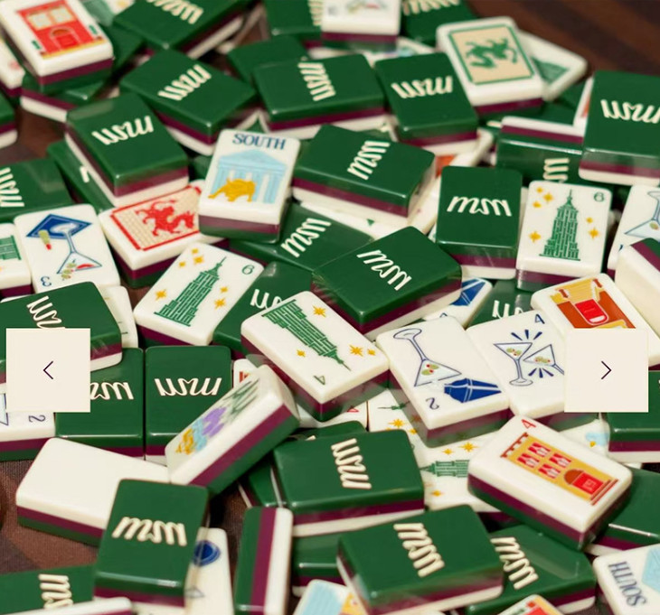 Acrylic American Mahjong Set New York Empire State Building Portable Table Game