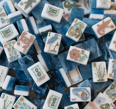 🌊Beach blue Mahjong Complete Tile Set, Blue & White Tiles (160tiles)