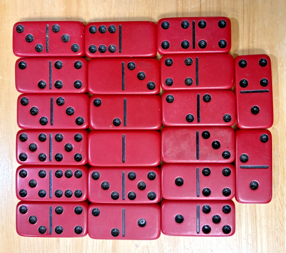 Lot of 20 Vintage Solid Red Catalin Dominoes Bakelite Era Craft Jewelry Tiles