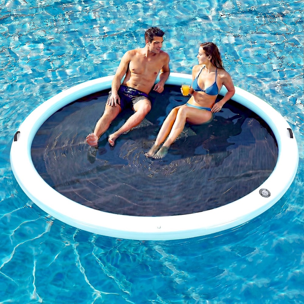 Inflatable Floating Dock 10 Round 4in Woven Fabric Pool Lake Ocean 1-2 2-8 Ring