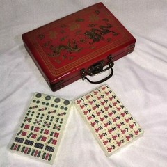 Mah-Jong Game Set w/ Case Box Vintage Chinese Mahjong Set Traditional 144 Tiles