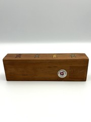 vintage 1998 domino set with wooden box black with multicolored stars