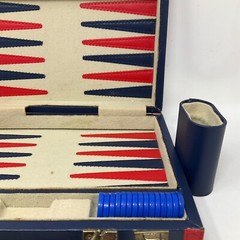 Compact Leather Backgammon Board Game Set – 10.5″ x 16″, Missing Dice