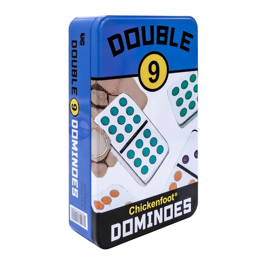 , Double 9 Colored Dot Dominoes Travel Tin Set, 2 to 8 Players Ages 8 to 99