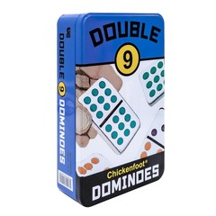 , Double 9 Colored Dot Dominoes Travel Tin Set, 2 to 8 Players Ages 8 to 99