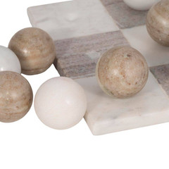 Ivory 9 In. X 3 In. Stone Tic Tac Toe Decorative Game Set