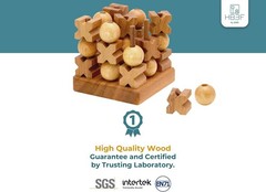 3D Wooden Tic Tac Toe Game Rustic Coffee Table Decor Family Gift Fun for All