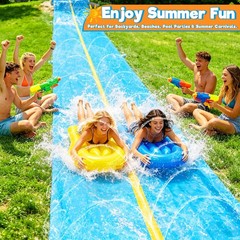 Water Slide 45Ft Double Lane Heavy Duty Yellow Sprinkler Bodyboards iGeeKid