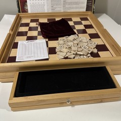 🔥 Vintage 2007 Monopoly, Scrabble & 4 Classic Games Solid Wood Cabinet 🔥