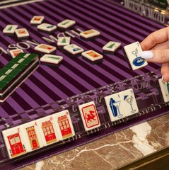 Acrylic American Mahjong Set New York Empire State Building Portable Table Game