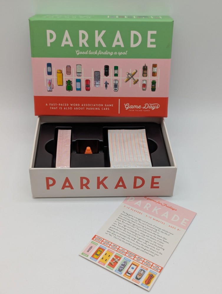 Facade Games Parkade Board Card Game Word Games and Parking Cars New (Open Box)