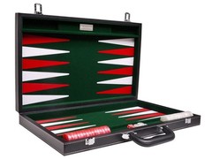 18″ Leatherette Backgammon Set – Inlaid Velvet Field – Black/Green Board