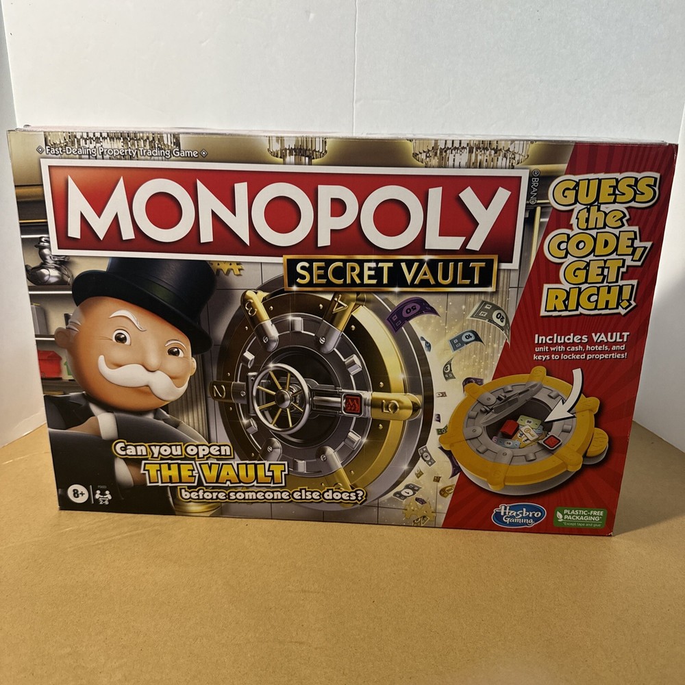 MONOPOLY Secret Vault Board Game for Kids Ages 8 and Up, Family Complete Fun