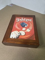 Yahtzee Vintage Game Collection Wooden Bookshelf Edition Retro Wood Box