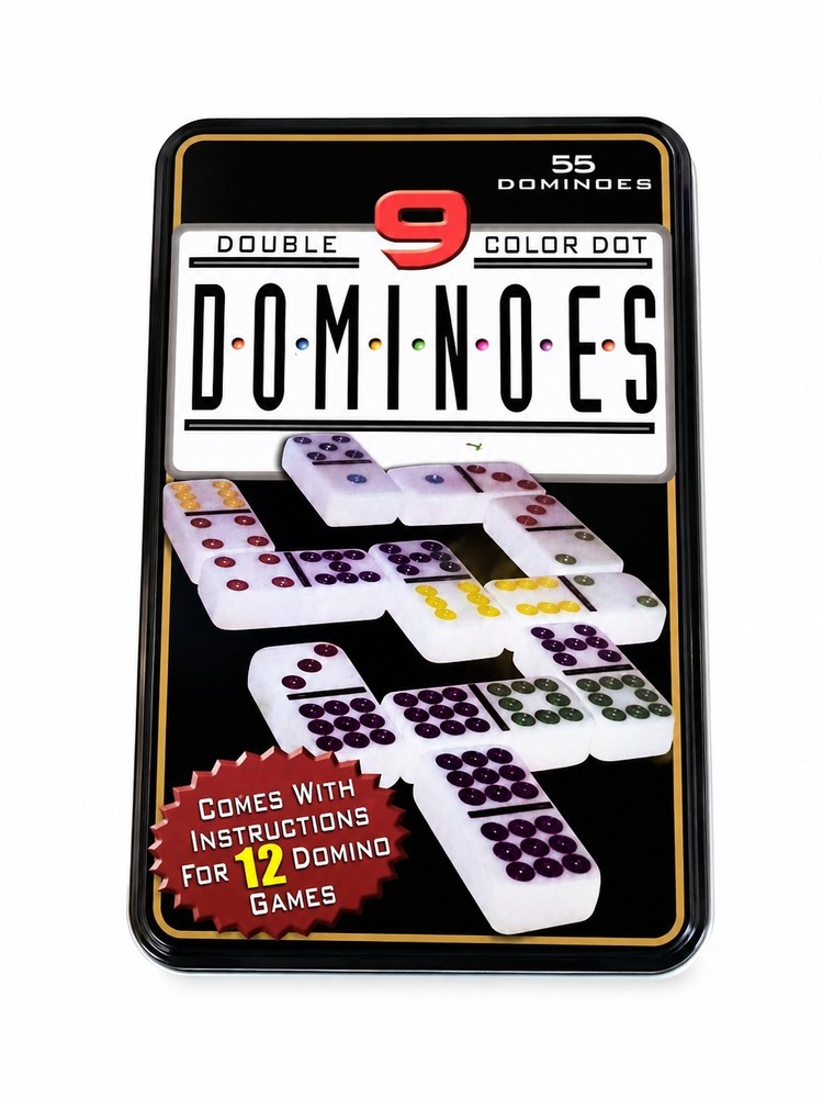 Double Nine 9 Doble Nueve Dominoes Traditional Board Game Color Dots New.