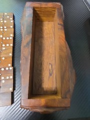 VTG Wood Hand Made Ironwood Dominos Set of 28 Tiles Rustic Log Case Complete