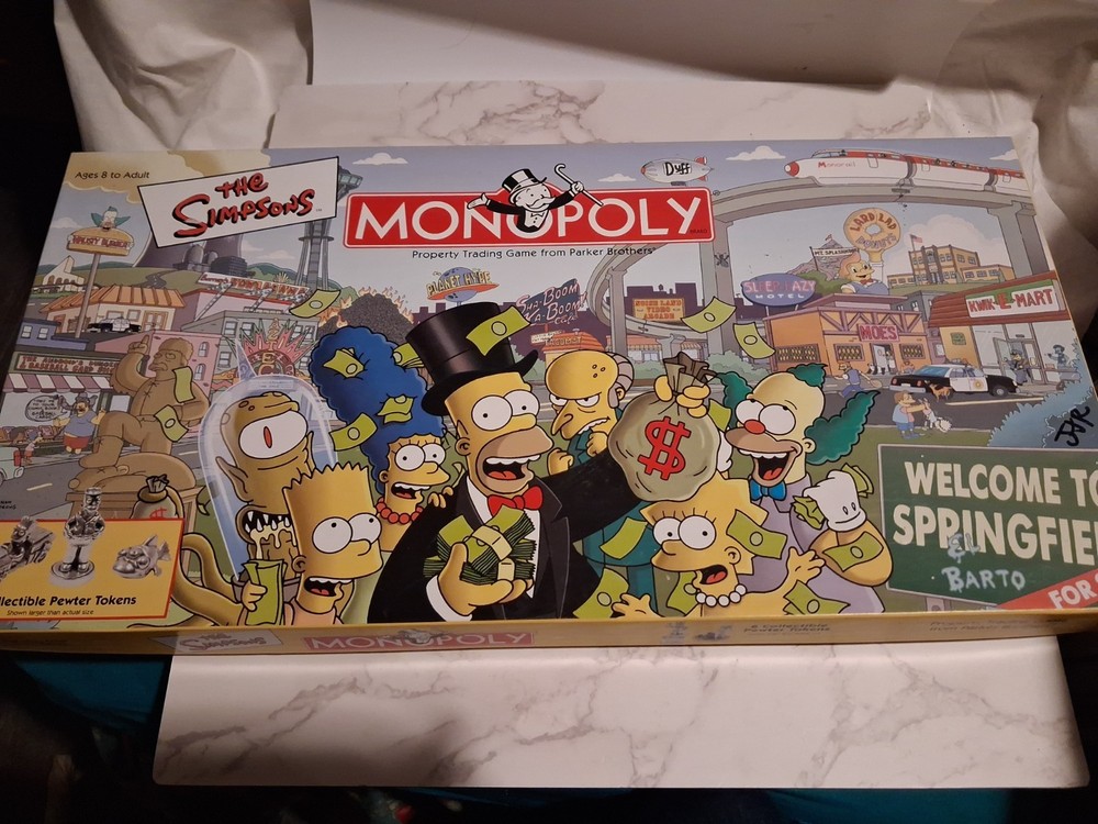 The Simpsons Monopoly 2001 Welcome To Springfield Board Game 100% Complete