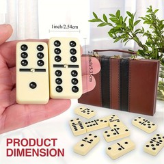 28pcs Double Six Dominoes Set Classic Black & White Plastic Tiles in Box