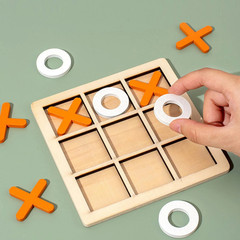 Wooden Tic Tac Toe Game Classical Kids Educational Puzzle Travel Board Toy Set