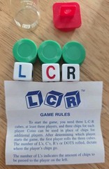 Original George & Co LCR Left Right Center Dice Game w/Grn Chips & Instructions